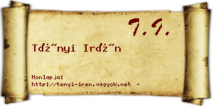Tényi Irén névjegykártya