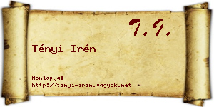 Tényi Irén névjegykártya